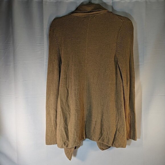 Alfred Sung Full Zip Sweater Womens M Medium Tan Beige Brown Cowl Long Sleeve - Picture 9 of 14